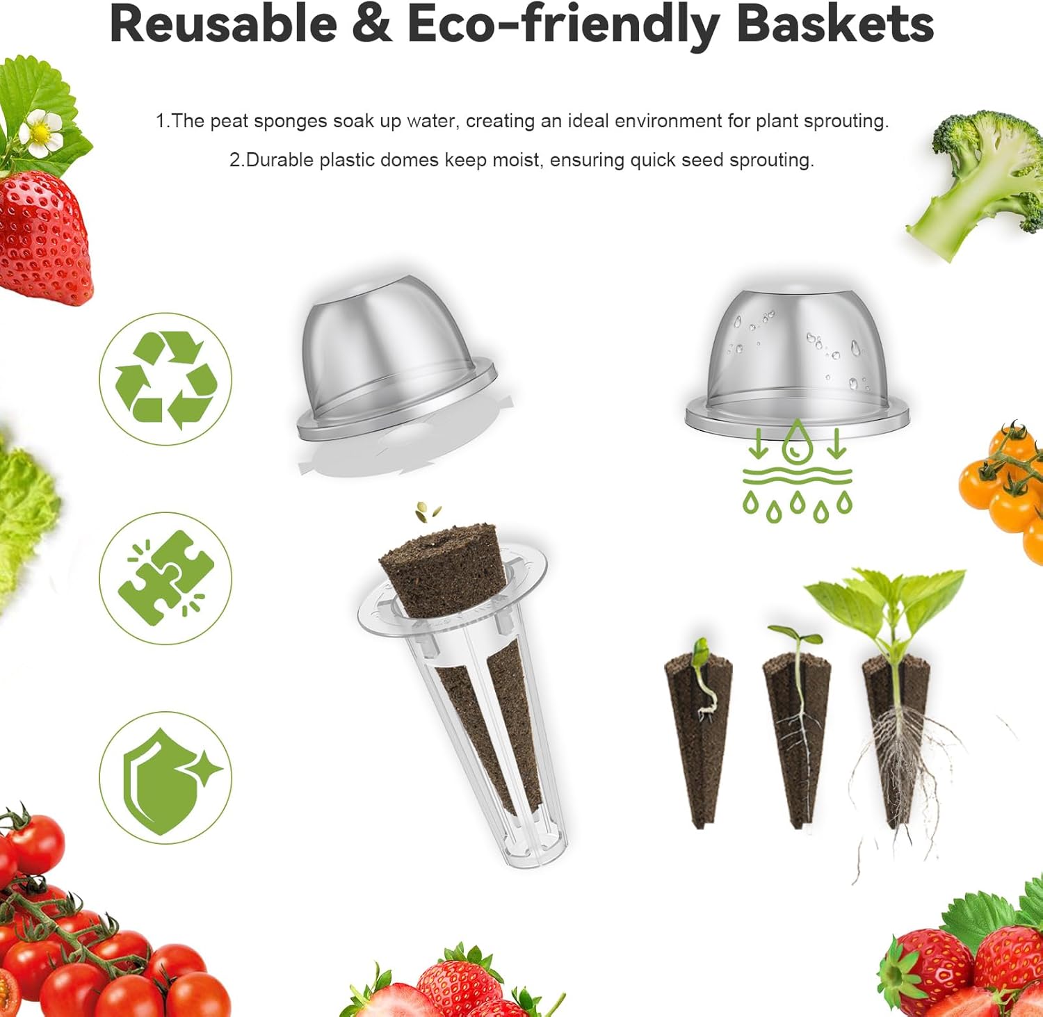 inbloom Fruit Seed Pod Kits for AeroGarden, Ahopegarden Hydroponics Garden, 12-Pods, 350+ Seeds Included Wild Strawberry, Radish, Dwarf Pea, Green Pepper, Cucumber, Ruby Queen Beet, Golden Tomato