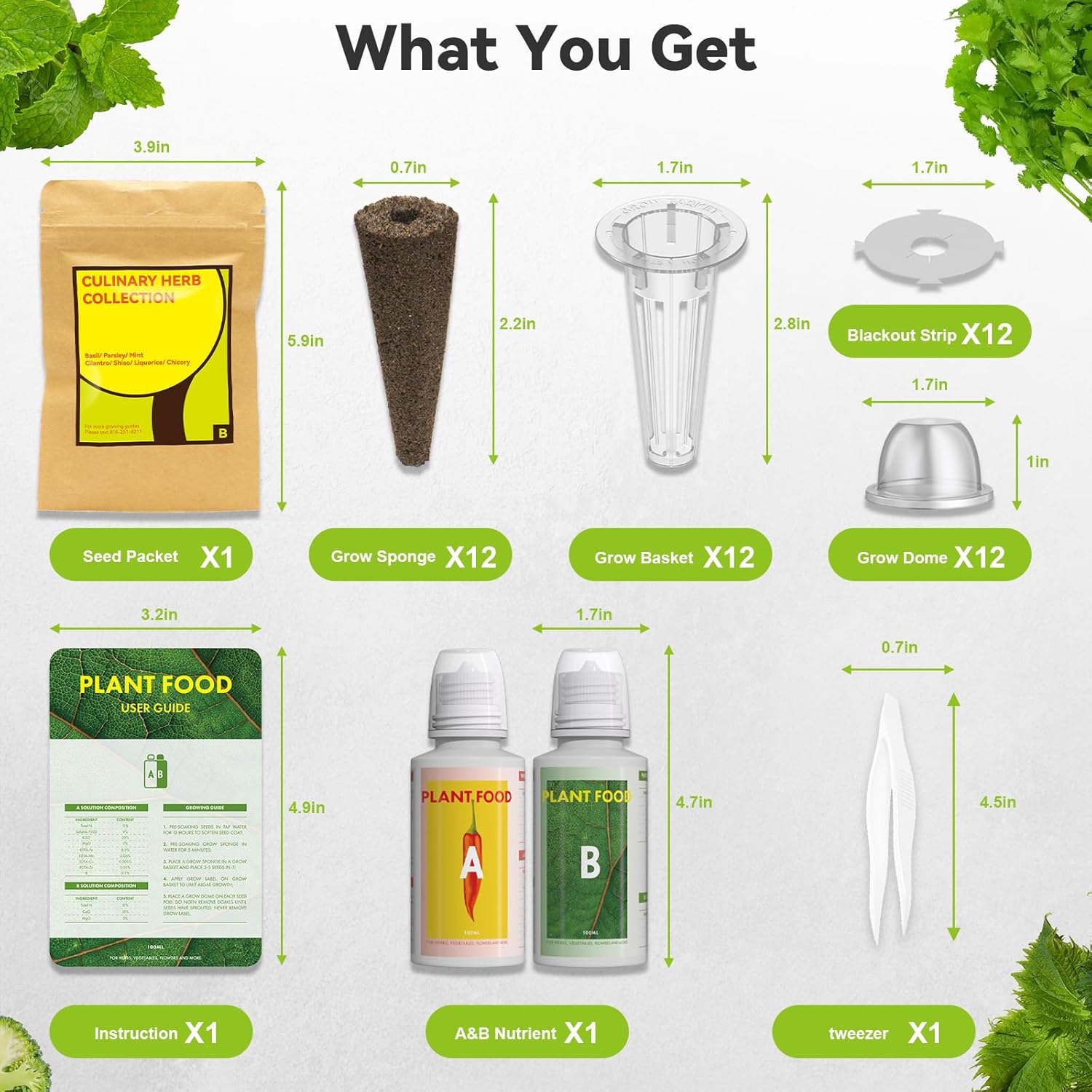 inbloom Herb Seed Pod Kits for AeroGarden, Ahopegarden IDOO Hydroponics Growing System Garden Indoor, 12-Pods, 350+ Seeds Included Basil, Parsley, Mint, Cilantro, Shiso, Liquorice, Chicory