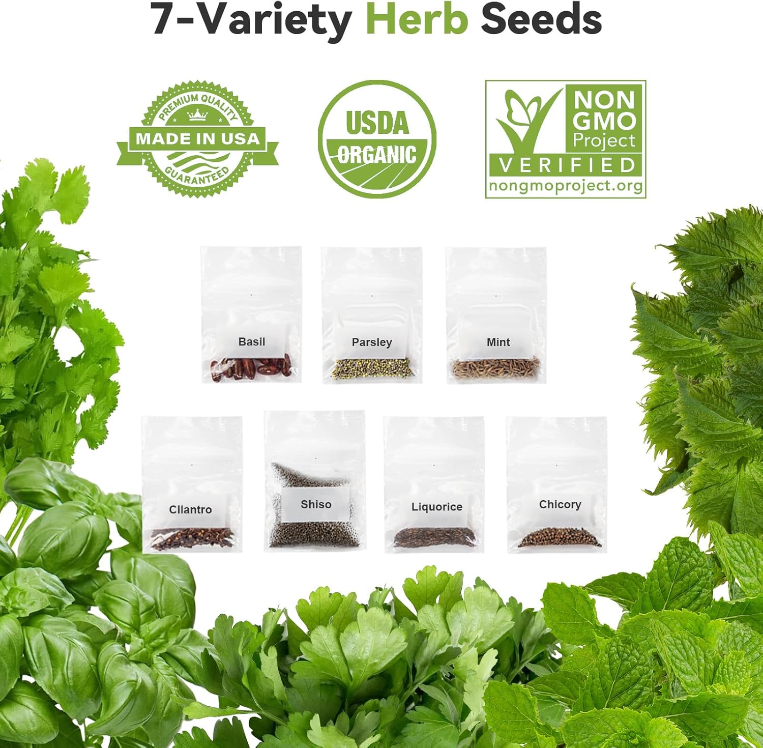 inbloom Herb Seed Pod Kits for AeroGarden, Ahopegarden IDOO Hydroponics Growing System Garden Indoor, 12-Pods, 350+ Seeds Included Basil, Parsley, Mint, Cilantro, Shiso, Liquorice, Chicory