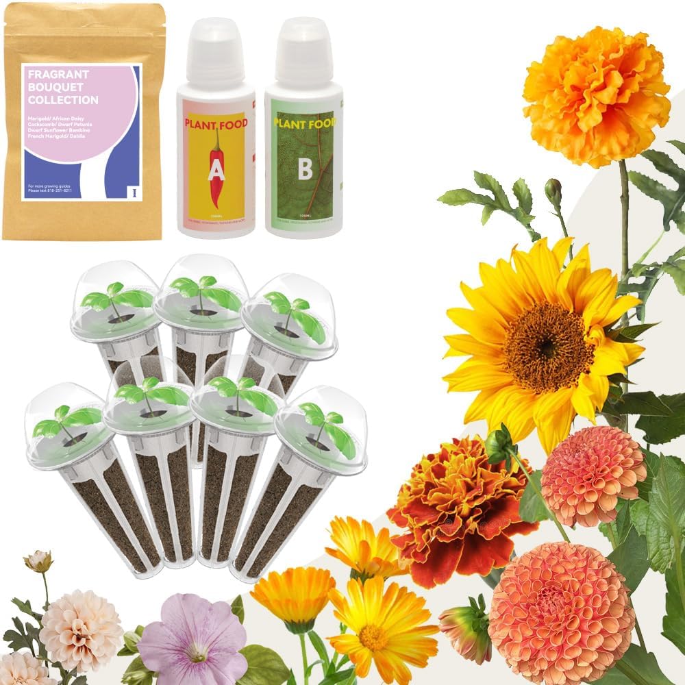 Inbloom Seed Pod Kit for Hydroponics Growing System,with Grow Sponge & Grow Basket & AB Food & 7 Type of Seed,(7-Pods)