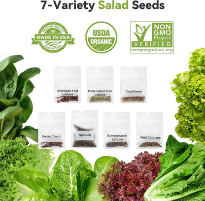 inbloom Salad Seed Pod kits for AeroGarden,idoo Hydroponics growing System Garden,12-pods,350+ Seeds include American fast lettuce,Paris island cos lettuce,Cauliflower,Swiss chard,Spinach,Wild cabbage