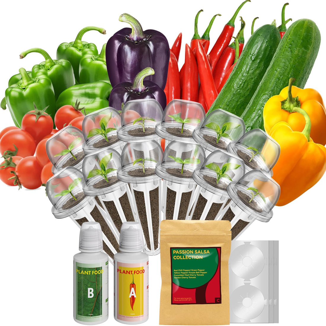 inbloom Pepper Seed Pod kits for AeroGarden,idoo Hydroponics growing System Garden,12-pod,350+ Seeds include Red chili pepper,Green Pepper,Yellow Pepper,Purple Pepper,Cucumber,Red Tomato, GoldenTomato